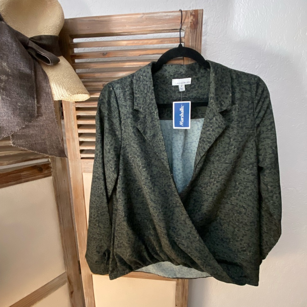 Allison Joy Forest Green Women's Wrap Blazer NEVER WORN